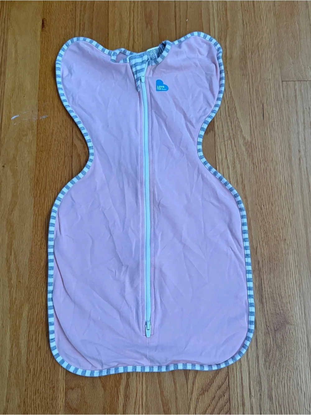 Love to Dream Pink Sleeveless Zip-Up Sleep Sack with Striped Trim